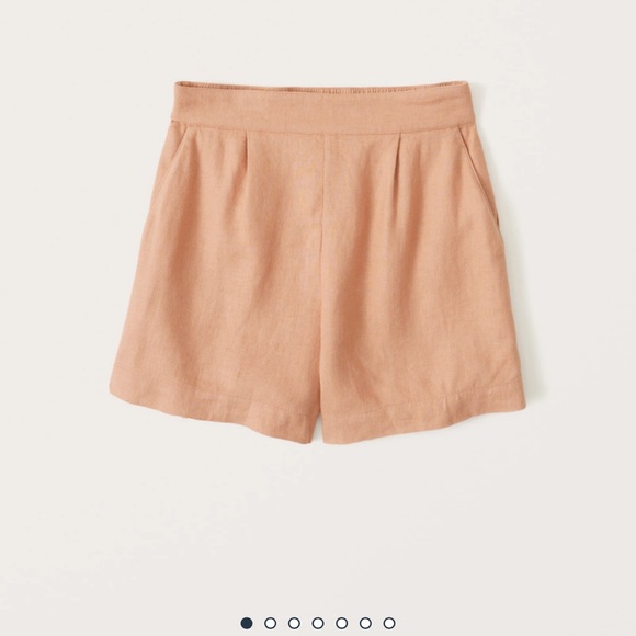 Abercrombie Linen-Blend Pull On Shorts Light Orange - Picture 2 of 5